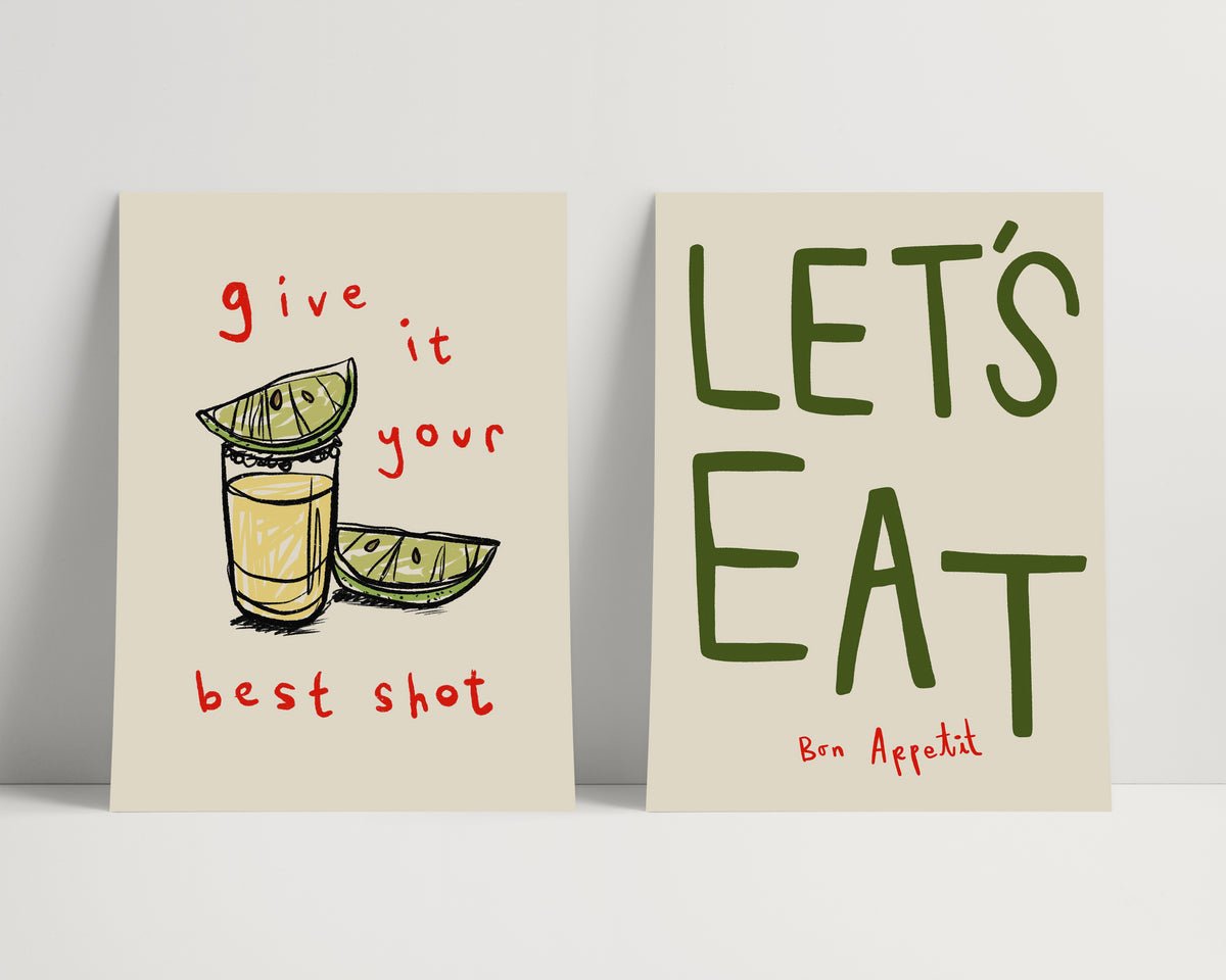 Set Of 2 Let's Eat | A4 | STUDIO SECOND
