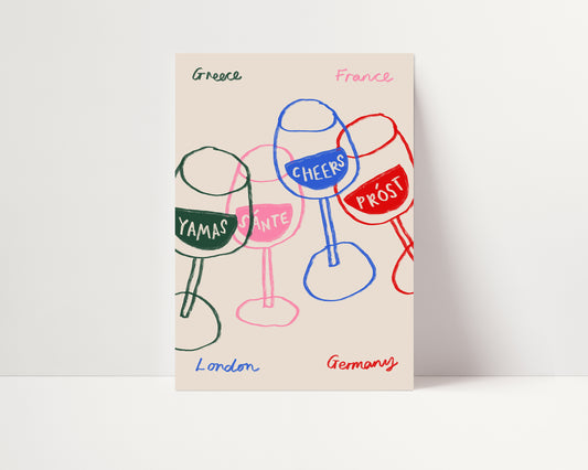 Cheers Glasses | Cheers Poster | UNFRAMED