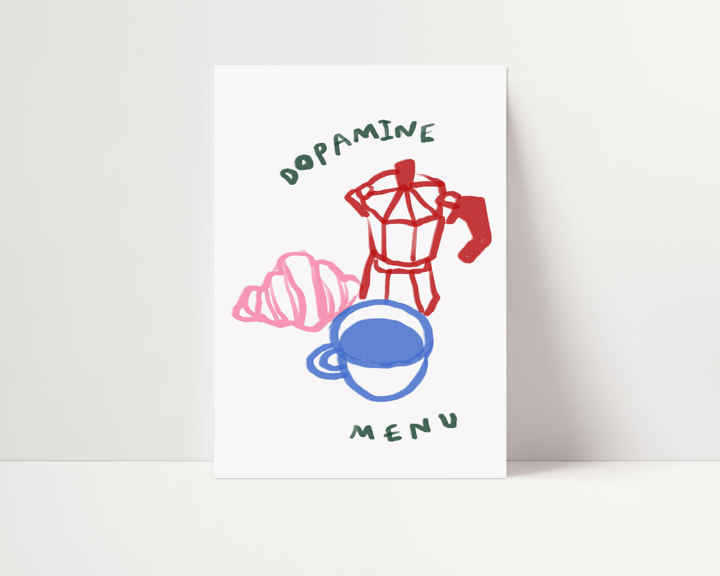 Dopamine Menu | Croissant and Coffee Print | UNFRAMED