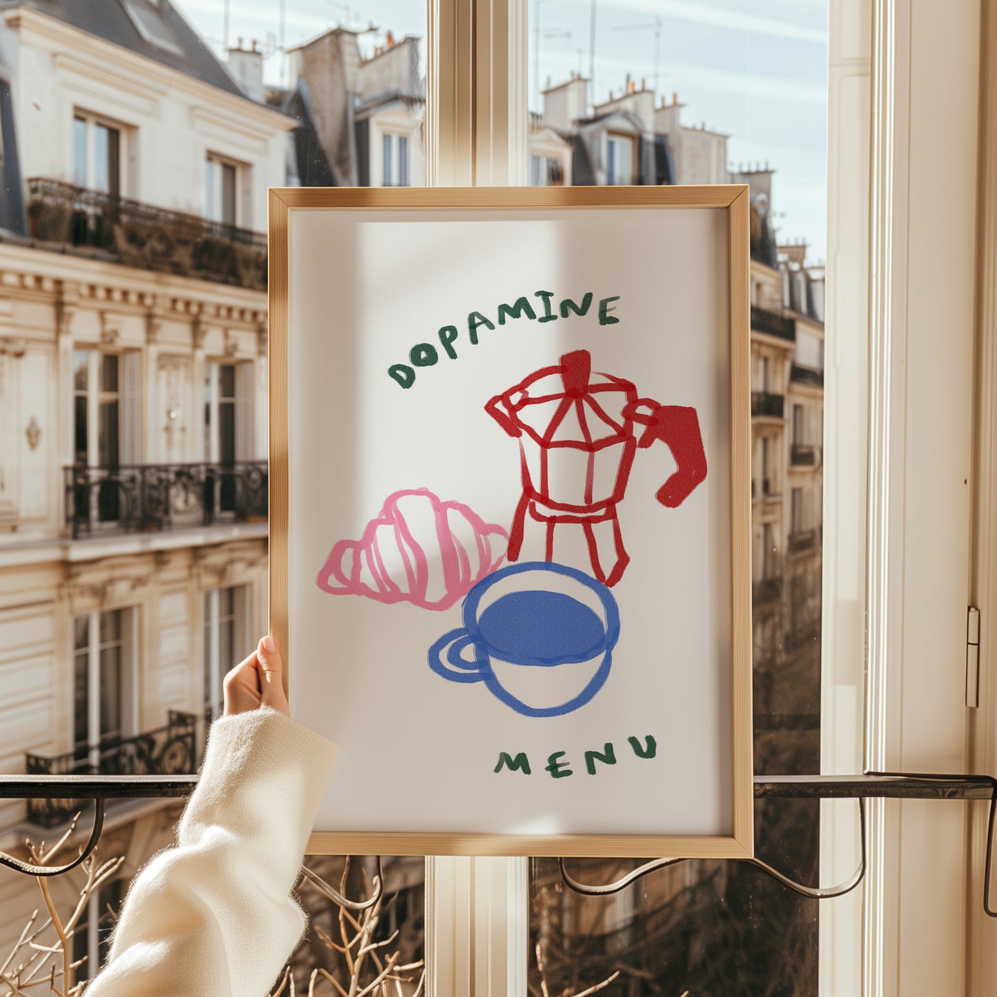 Dopamine Menu | Croissant and Coffee Print | UNFRAMED