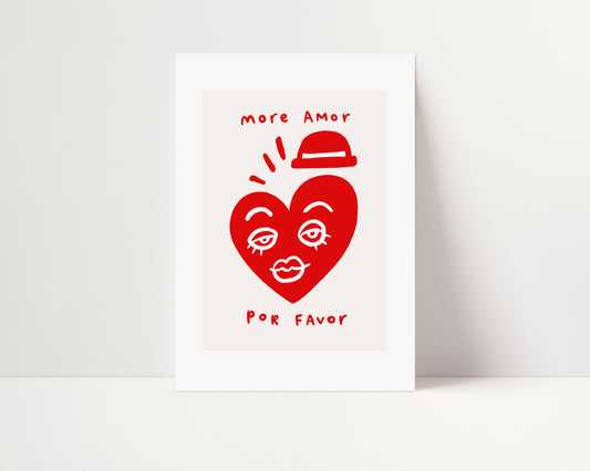 More Amor Por Favor | Red Print | UNFRAMED