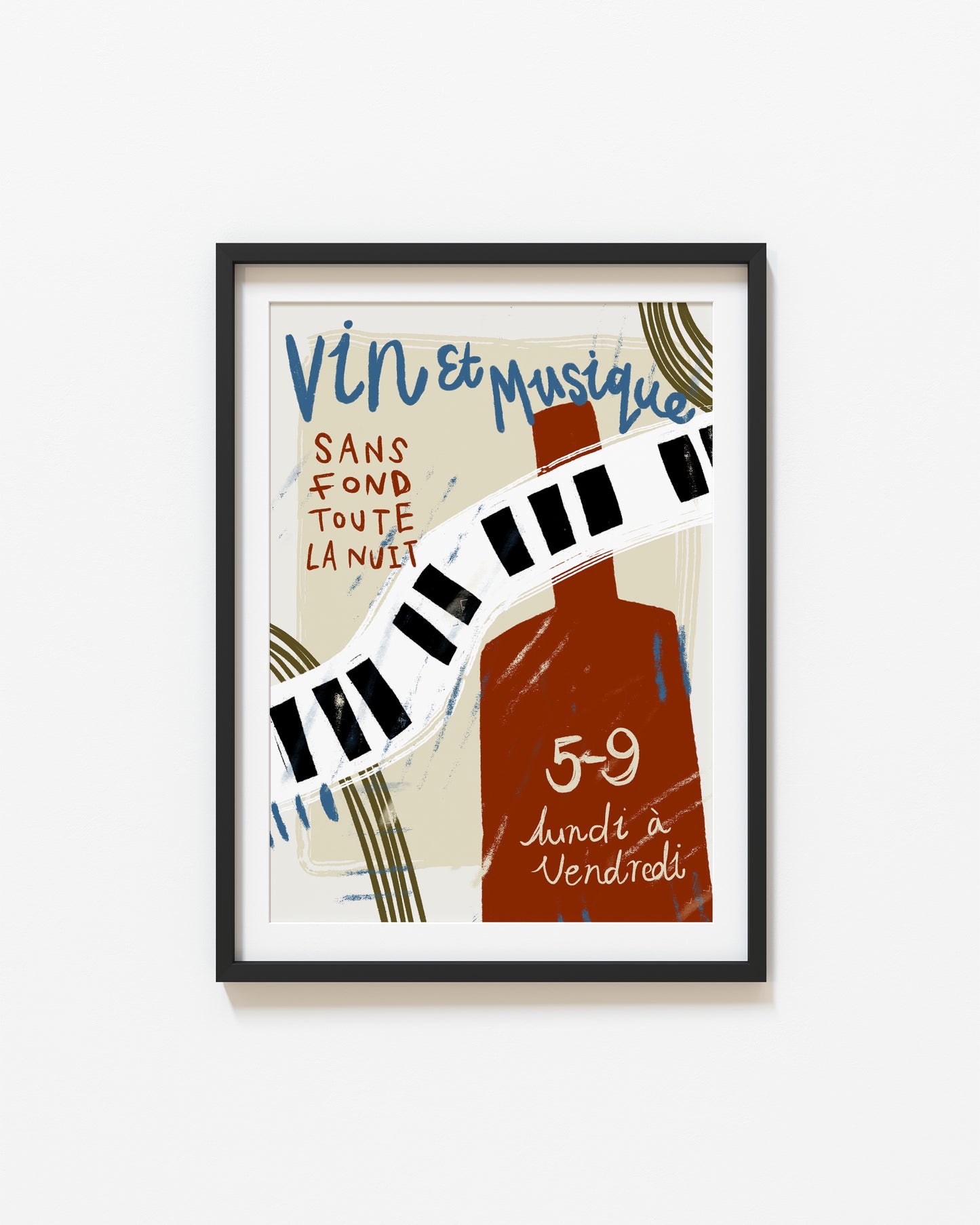 Wine and Music | French Poster | UNFRAMED