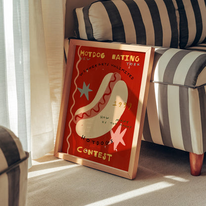 Hotdog Eating Contest | Foodie Print | UNFRAMED