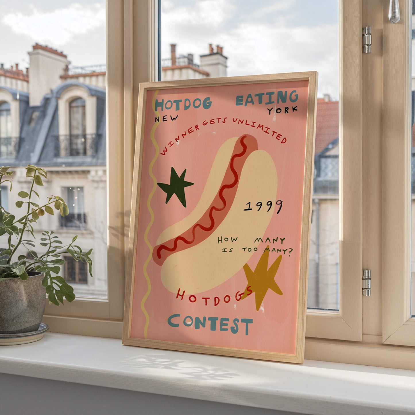 Hotdog Eating Contest | Foodie Print | UNFRAMED
