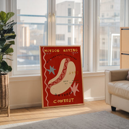 Hotdog Eating Contest | Foodie Print | UNFRAMED