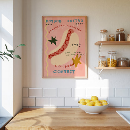 Hotdog Eating Contest | Foodie Print | UNFRAMED