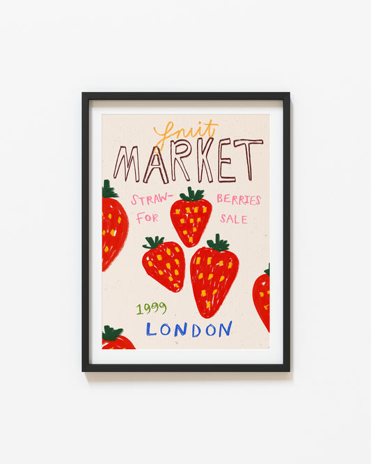 Strawberries | London Fruit Market 1999 Print | UNFRAMED