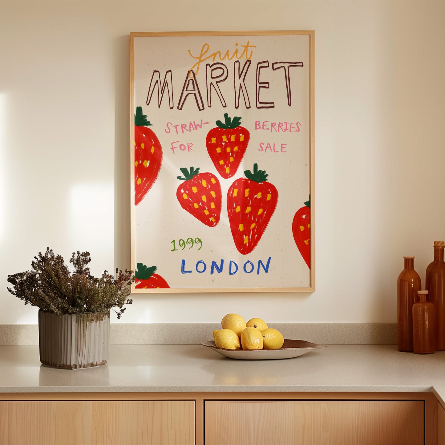 Strawberries | London Fruit Market 1999 Print | UNFRAMED