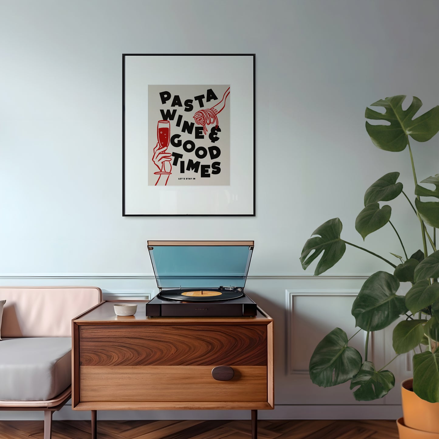 Pasta Wine & Good Times | Retro Food Poster | UNFRAMED