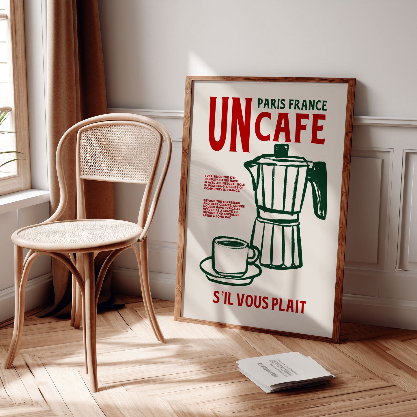 Un Cafe S'il Vous Plait | French Cafe Print | UNFRAMED