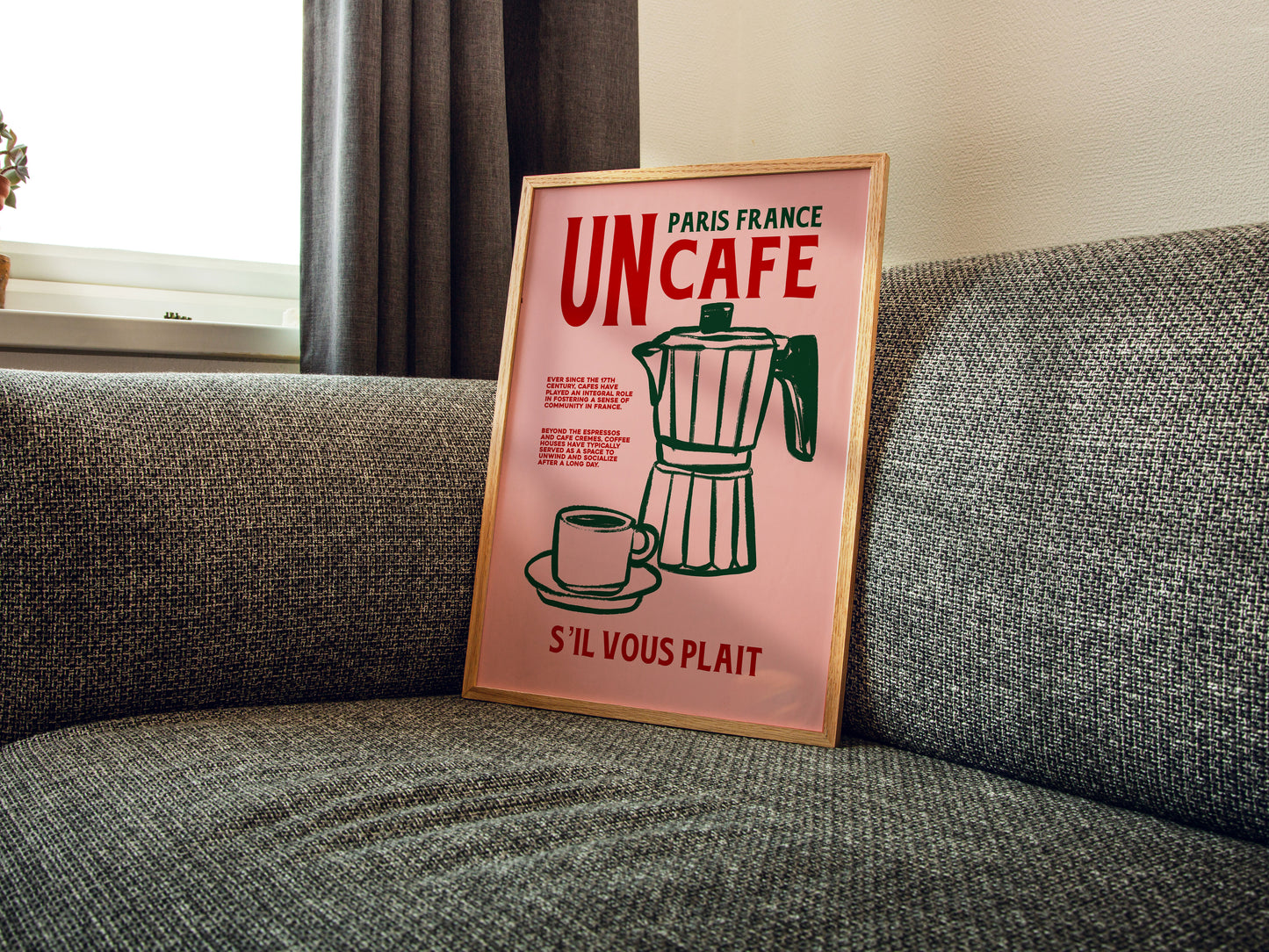 Un Cafe S'il Vous Plait | French Cafe Print | UNFRAMED