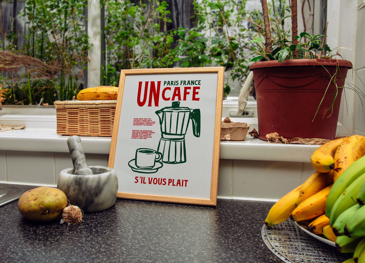 Un Cafe S'il Vous Plait | French Cafe Print | UNFRAMED