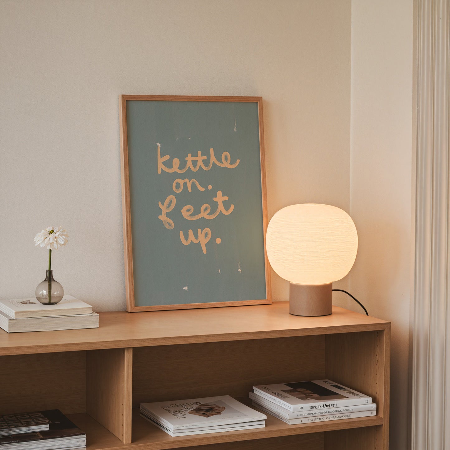 Kettle On Feet Up | Coffee Print | UNFRAMED
