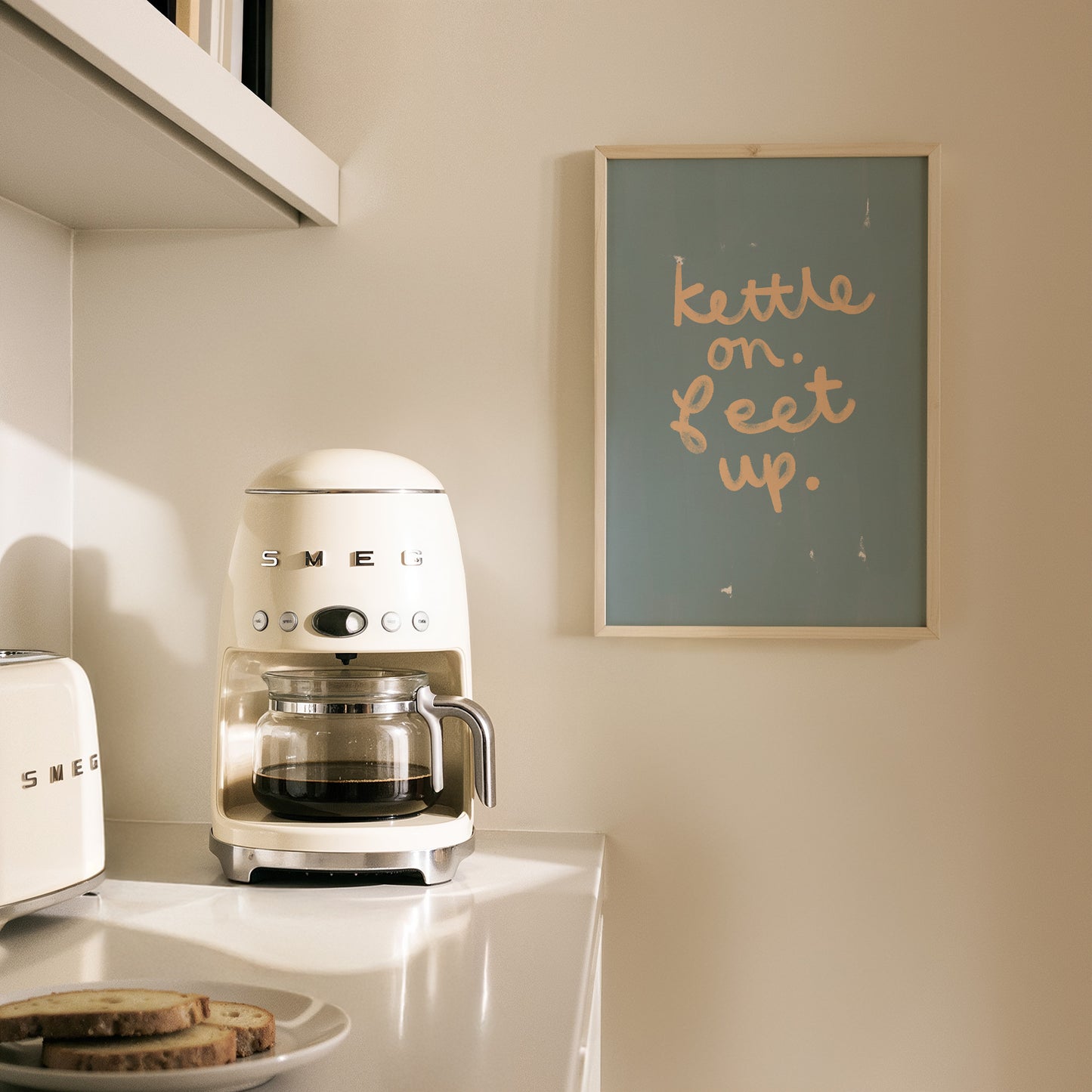 Kettle On Feet Up | Coffee Print | UNFRAMED