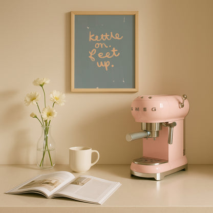 Kettle On Feet Up | Coffee Print | UNFRAMED