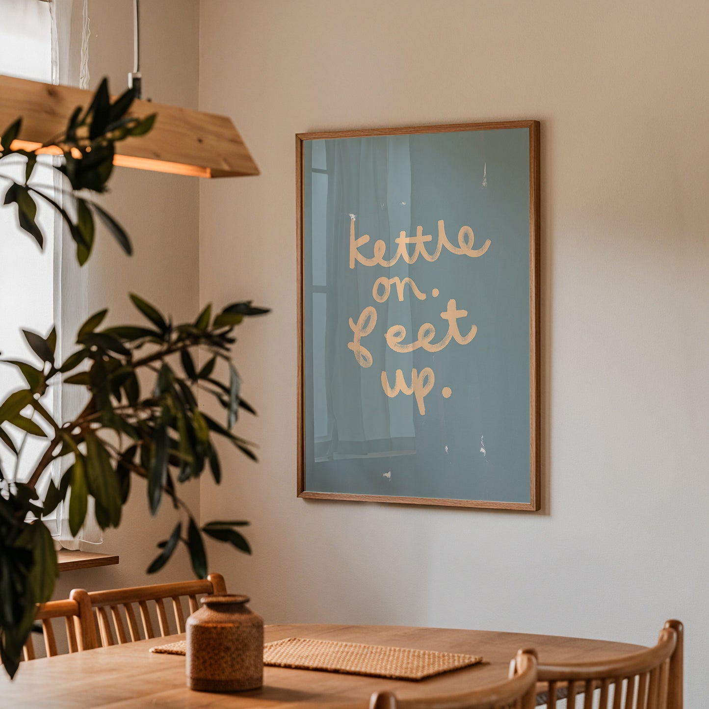 Kettle On Feet Up | Coffee Print | UNFRAMED
