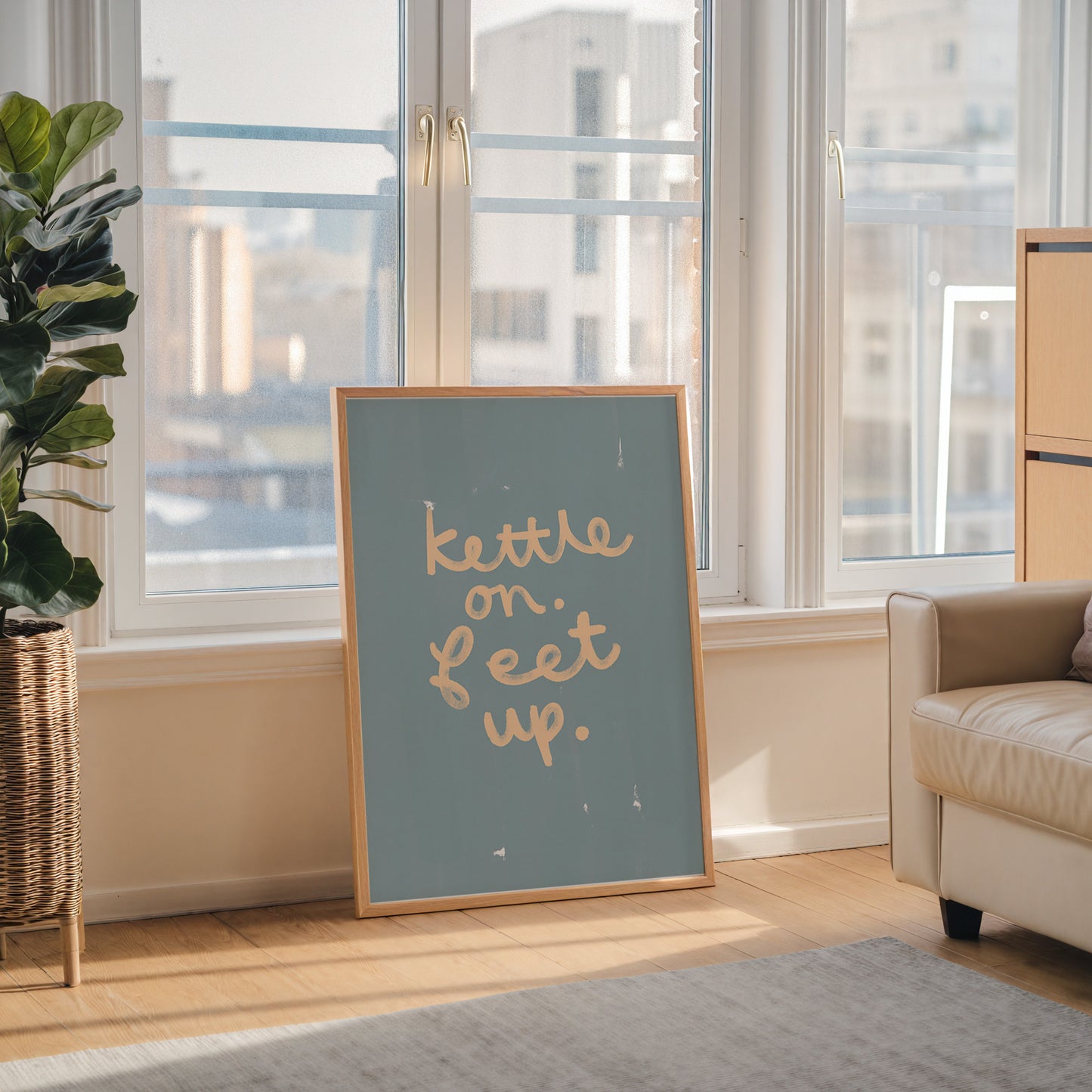 Kettle On Feet Up | Coffee Print | UNFRAMED