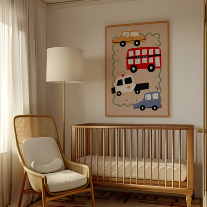 Cars | Nursery Transport Print | UNFRAMED