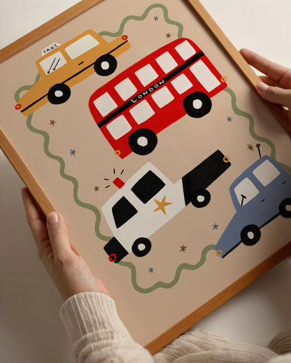 Cars | Nursery Transport Print | UNFRAMED
