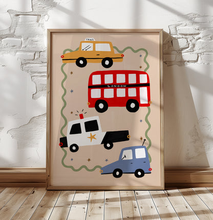 Cars | Nursery Transport Print | UNFRAMED