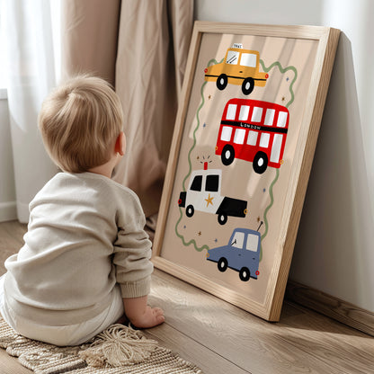 Cars | Nursery Transport Print | UNFRAMED