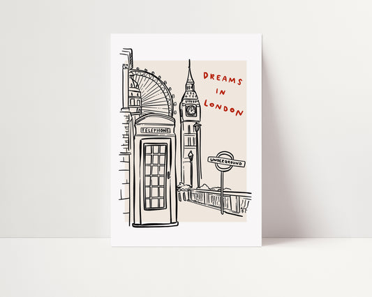 London Dreams | Ink Bleed Style Print | UNFRAMED