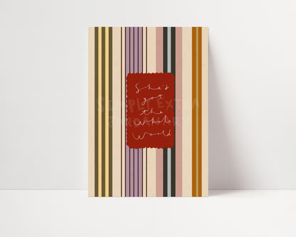 She's Got The Whole World | Nursery Print | UNFRAMED