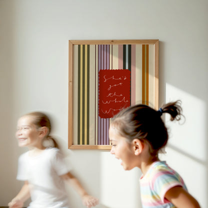 She's Got The Whole World | Nursery Print | UNFRAMED