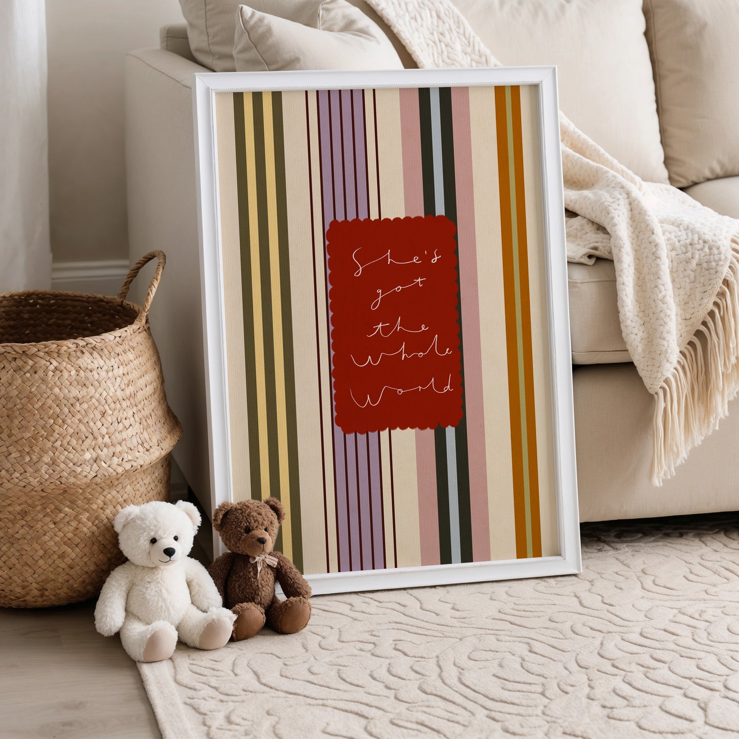 She's Got The Whole World | Nursery Print | UNFRAMED