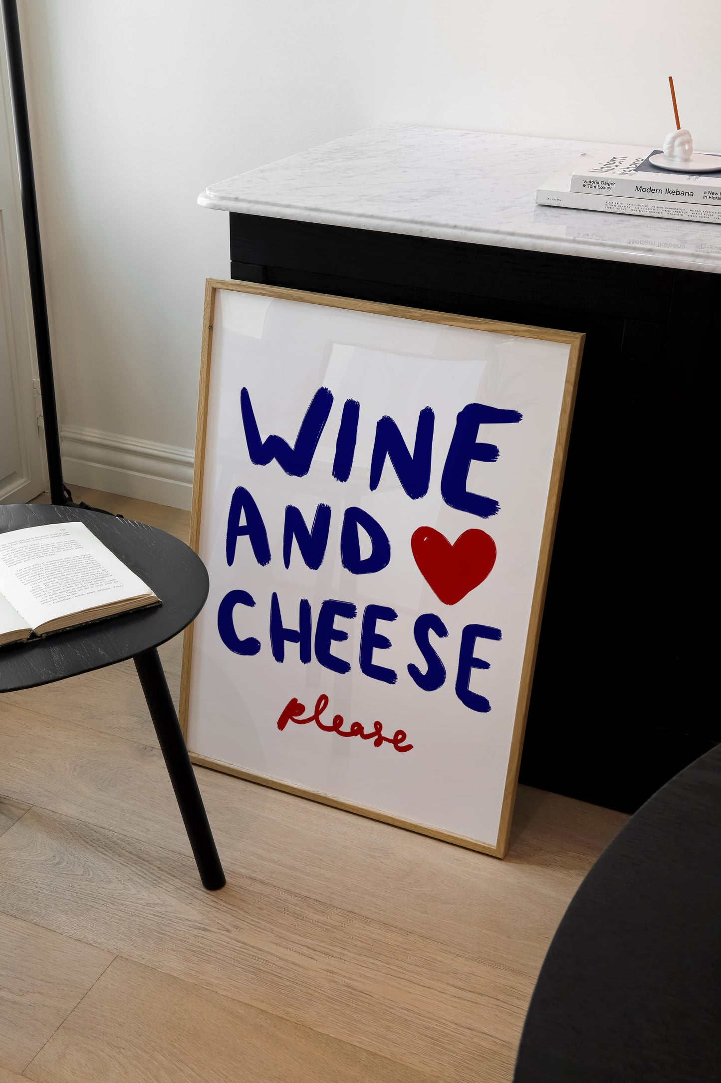 Wine and Cheese Please | Typography Print | UNFRAMED