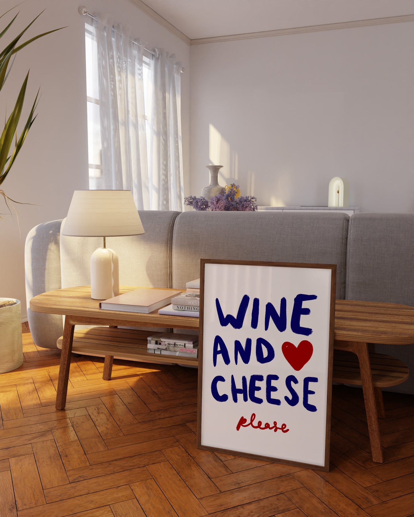 Wine and Cheese Please | Typography Print | UNFRAMED