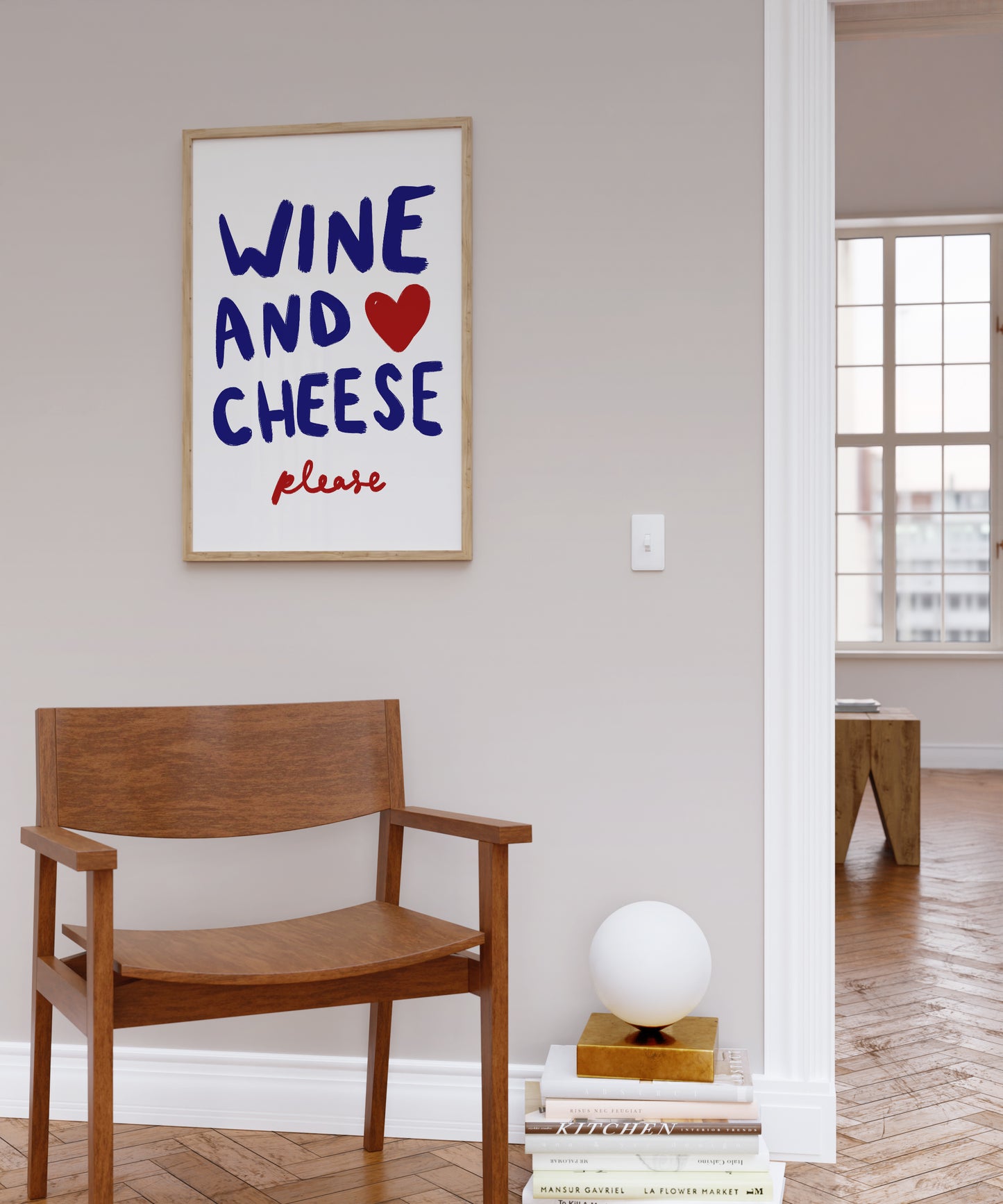 Wine and Cheese Please | Typography Print | UNFRAMED