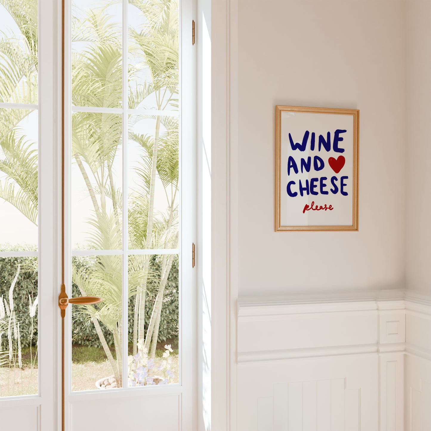 Wine and Cheese Please | Typography Print | UNFRAMED