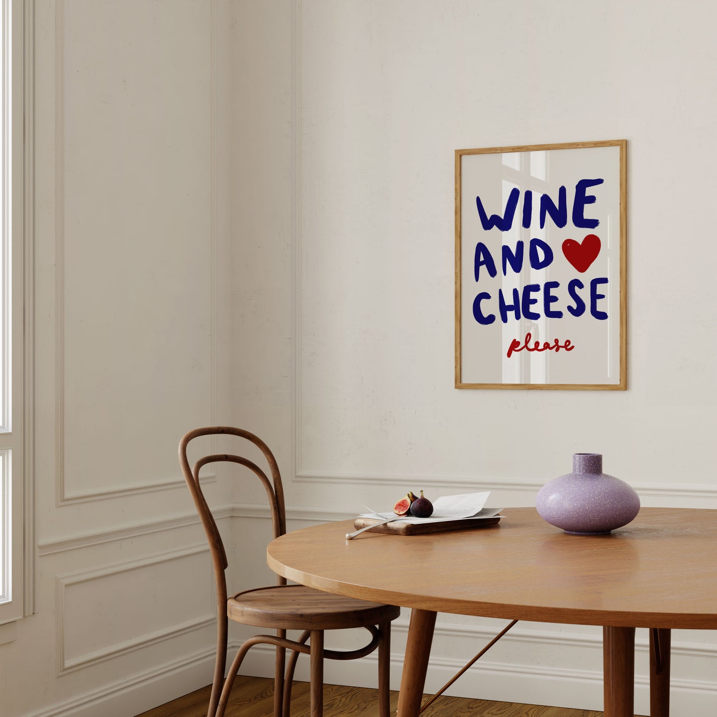 Wine and Cheese Please | Typography Print | UNFRAMED