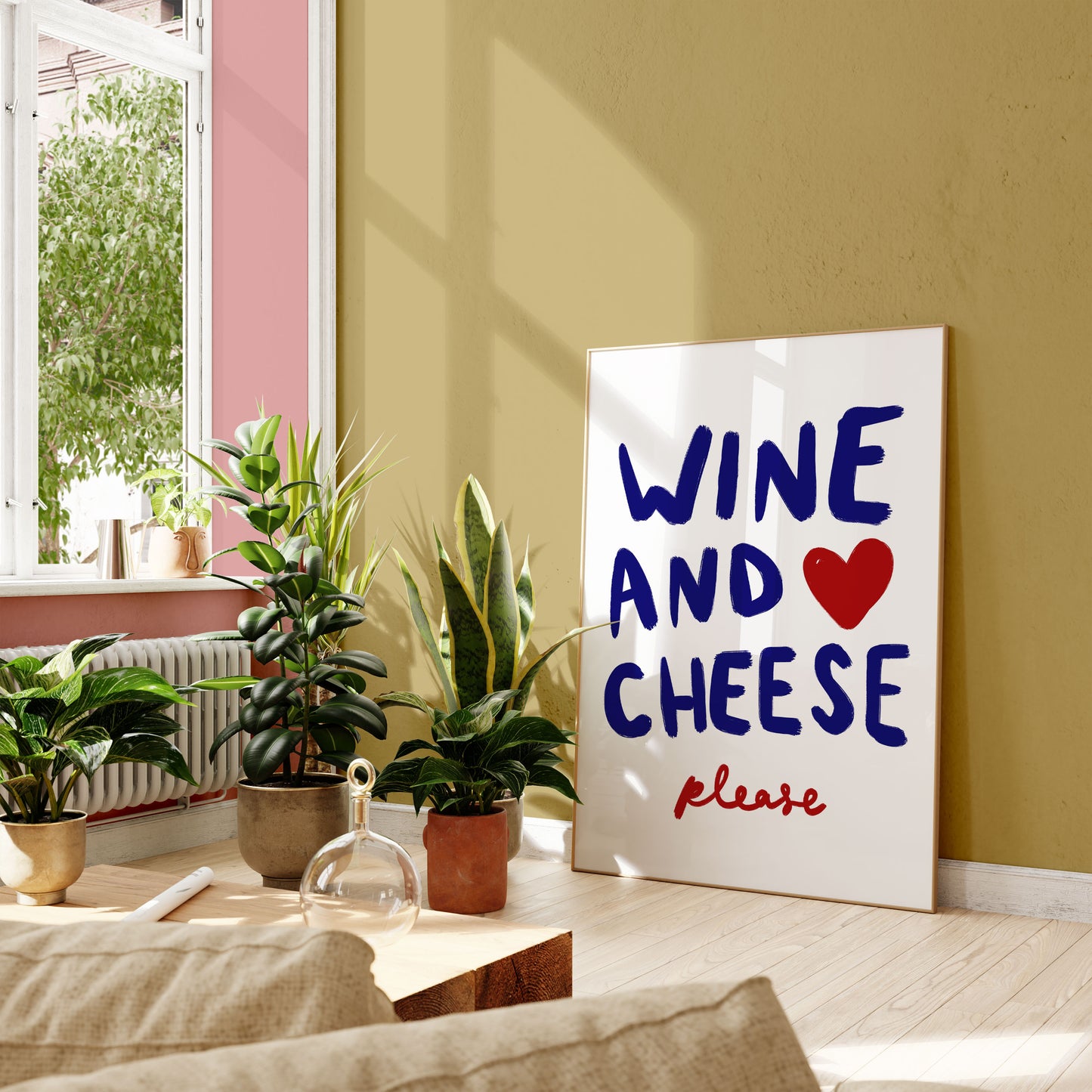 Wine and Cheese Please | Typography Print | UNFRAMED