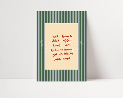 Self Care Checklist Print | Handwritten Print | UNFRAMED