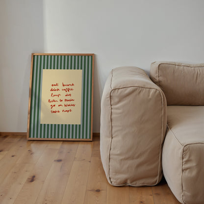 Self Care Checklist Print | Handwritten Print | UNFRAMED