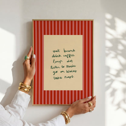 Self Care Checklist Print | Handwritten Print | UNFRAMED