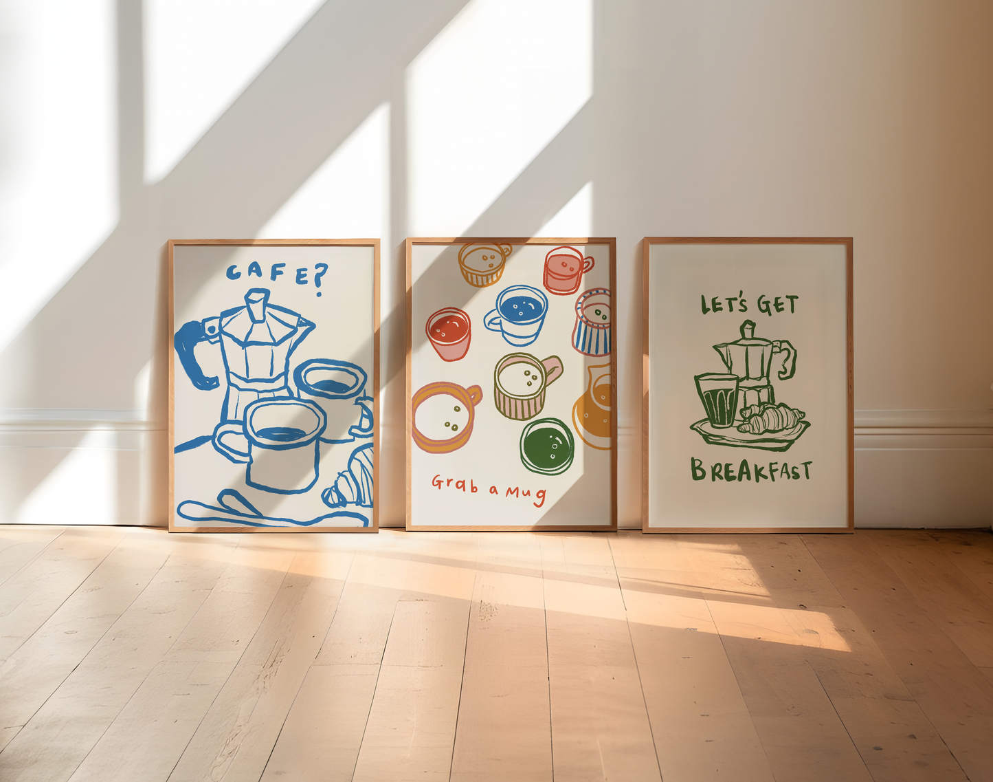 Morning Cafe | Set of 3 | UNFRAMED