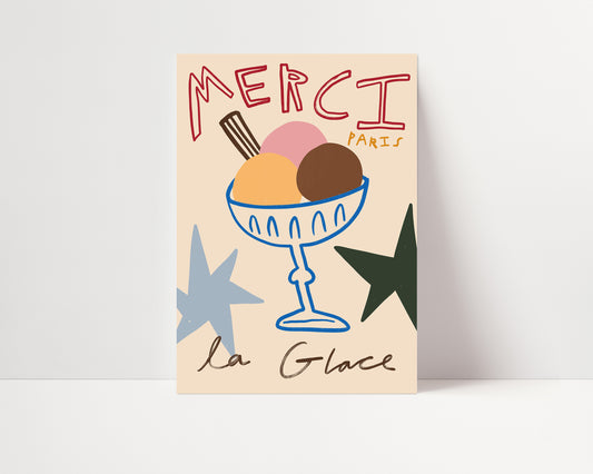 Merci Ice Cream | French Ice Cream Print | UNFRAMED