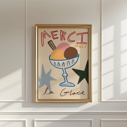 Merci Ice Cream | French Ice Cream Print | UNFRAMED