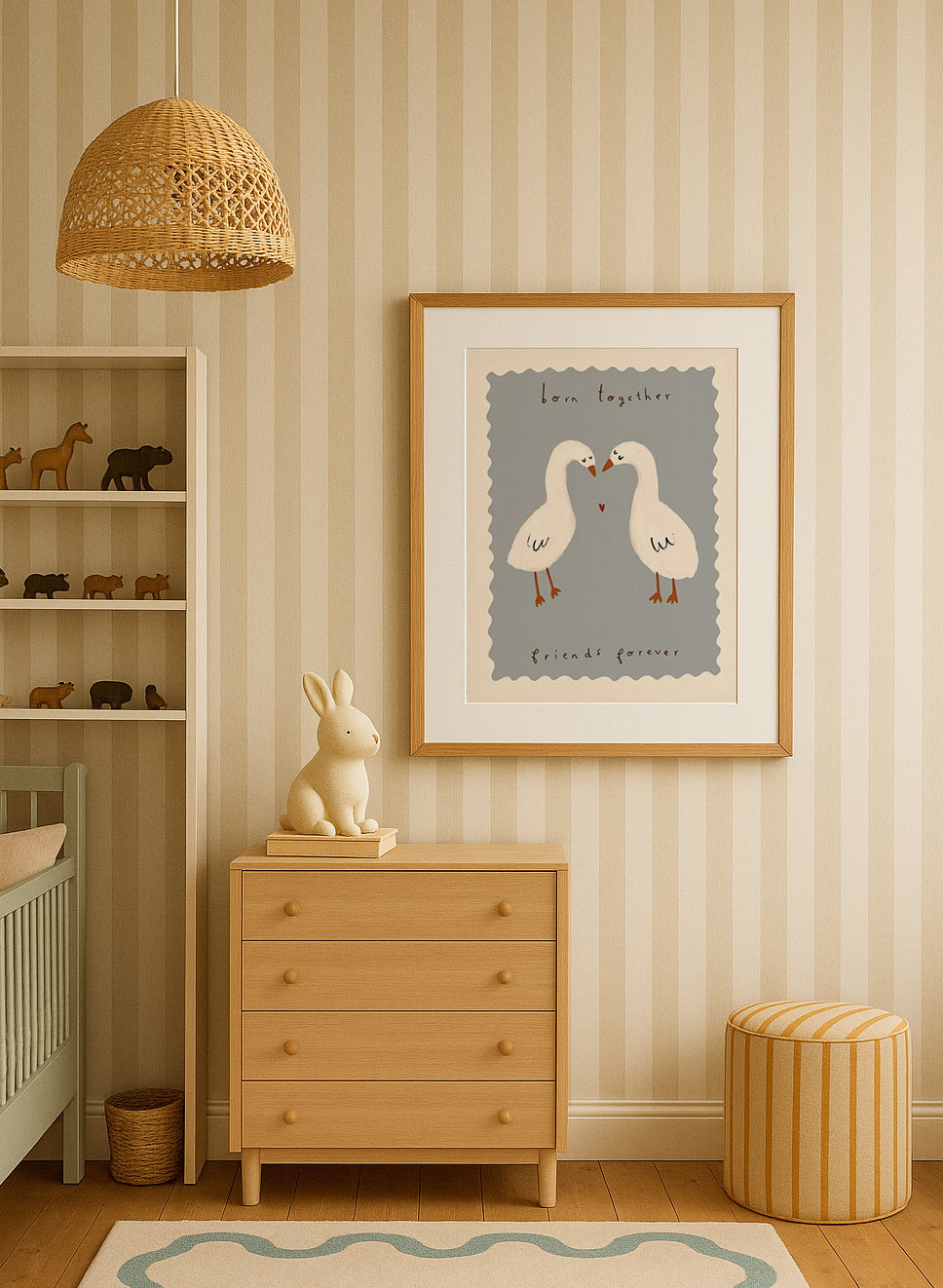 Twin Ducks | Twins Nursery Print | UNFRAMED