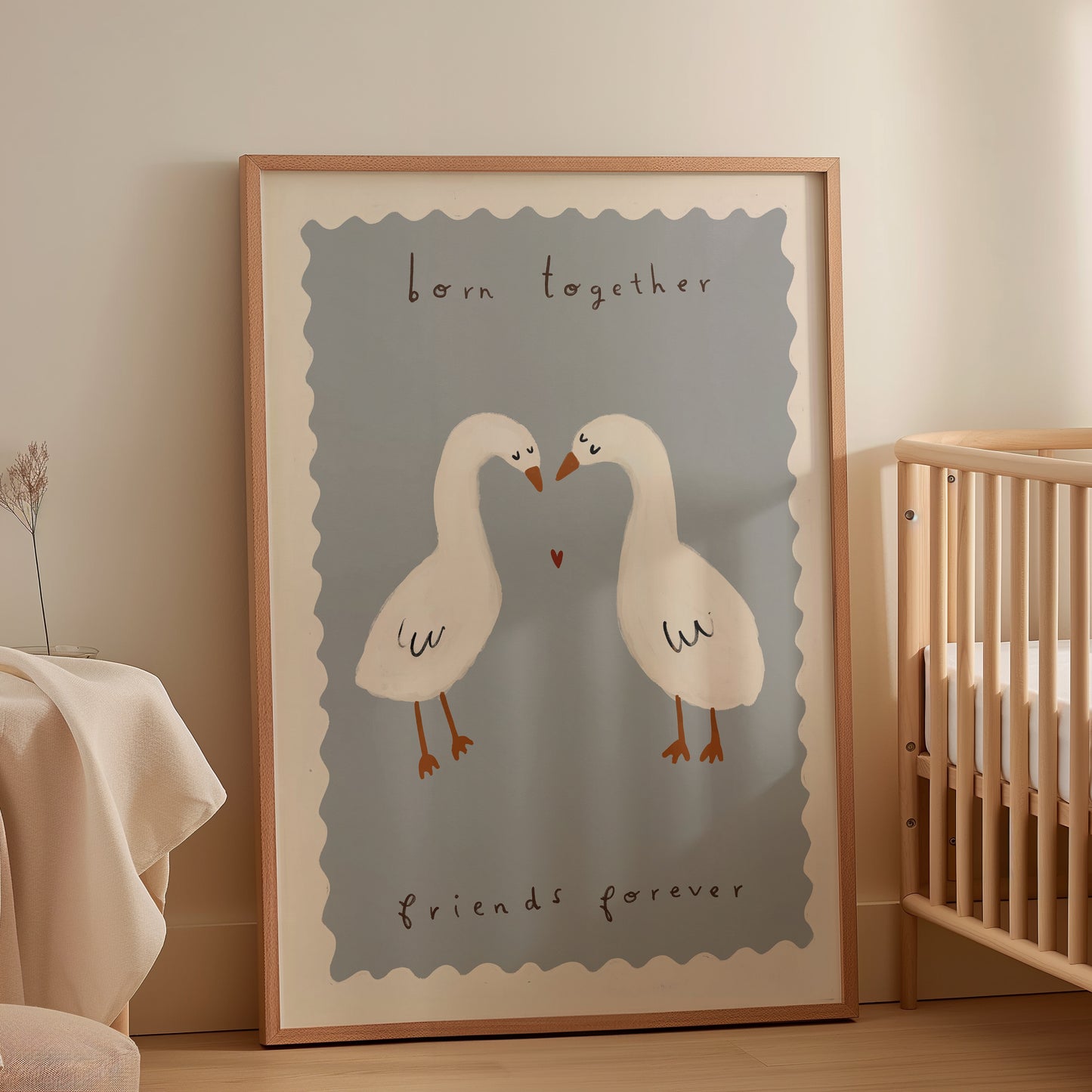 Twin Ducks | Twins Nursery Print | UNFRAMED