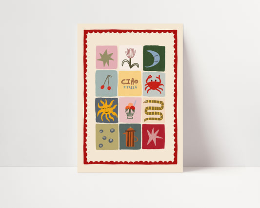 Ciao Italia | Patchwork Nursery Print | UNFRAMED