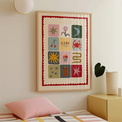 Ciao Italia | Patchwork Nursery Print | UNFRAMED