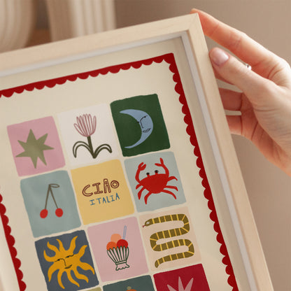 Ciao Italia | Patchwork Nursery Print | UNFRAMED