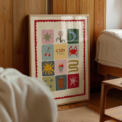 Ciao Italia | Patchwork Nursery Print | UNFRAMED