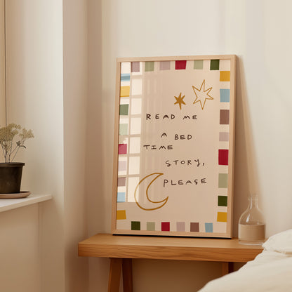 Bed Time Story | Nursery Print | UNFRAMED