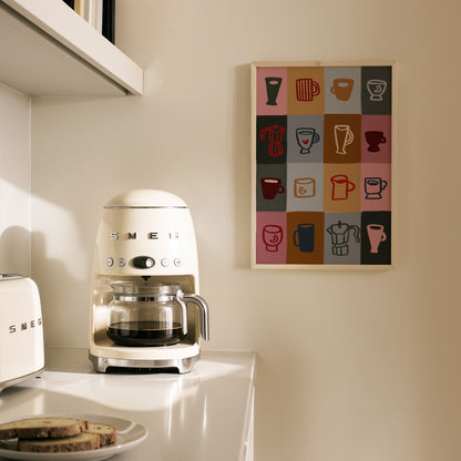 Coffee Patchwork | Coffee Print | UNFRAMED