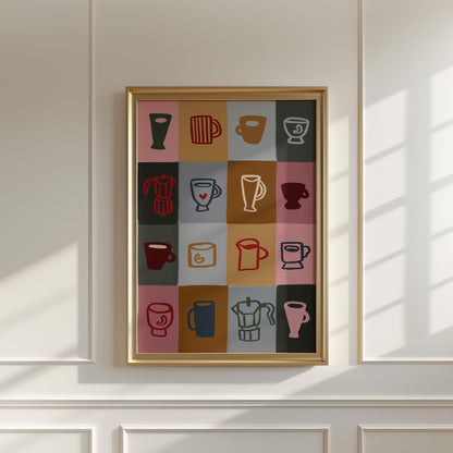 Coffee Patchwork | Coffee Print | UNFRAMED